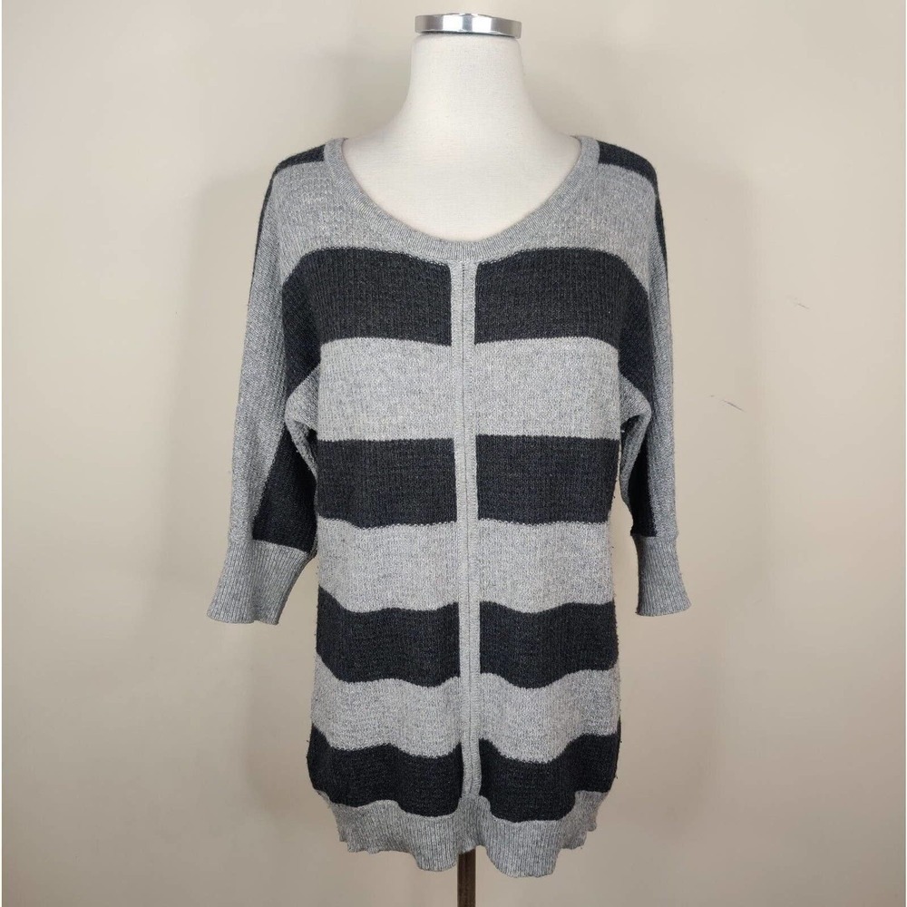 LOFT Stripe Wool Blend Sweater Dolman Sleeve